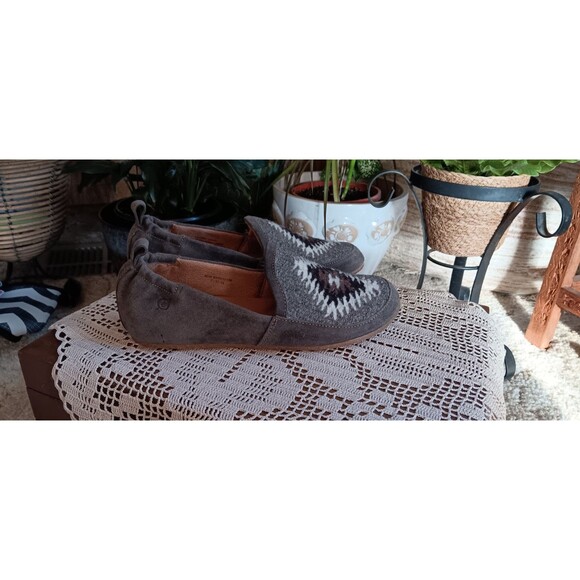 Born Margarite size 7 grey suede wool slip-on moccasin comfort shoes - Picture 1 of 5